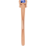 14K Gold Round Natural Tanzanite Solitaire Ring - Rose Gold - view 9