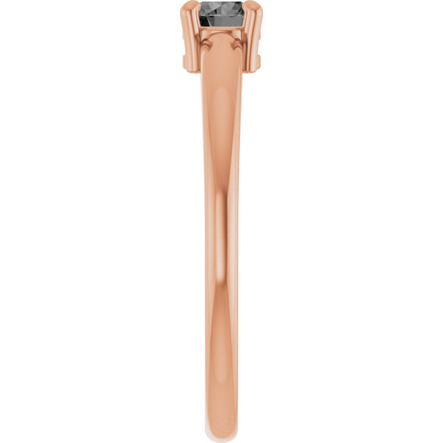 14K Gold Round Natural Gray Spinel Solitaire Ring - Rose Gold - view 9