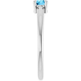 14K Gold Round Natural Swiss Blue Topaz Solitaire Ring - White Gold - view 9