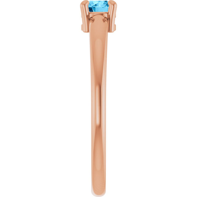 14K Gold Round Natural Swiss Blue Topaz Solitaire Ring - Rose Gold - view 9