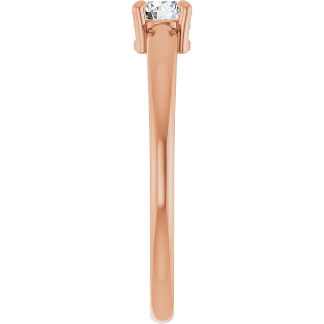14K Gold Round Natural White Sapphire Solitaire Ring - Rose Gold - view 9