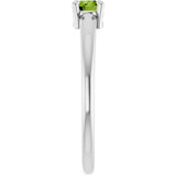 Platinum Round Natural Peridot Solitaire Ring - view 9