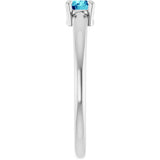Platinum Round Natural Blue Zircon Solitaire Ring - view 9