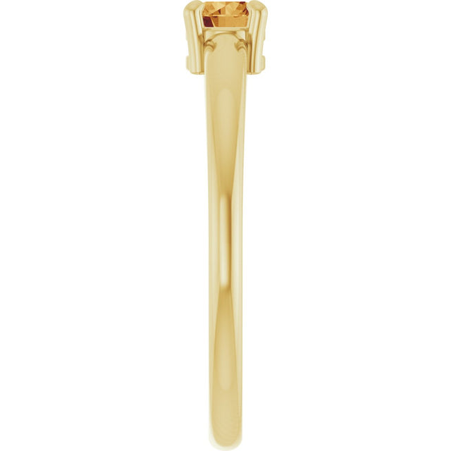 14K Gold Round Natural Citrine Solitaire Ring - Yellow Gold - view 9