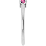 Platinum Round Natural Pink Tourmaline Solitaire Ring - view 9