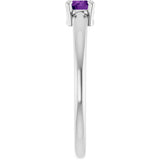 Platinum Round Natural Amethyst Solitaire Ring - view 9