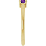 14K Gold Round Natural Amethyst Solitaire Ring - Yellow Gold - view 9