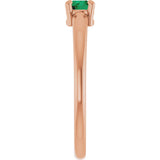 14K Gold Round Natural Emerald Solitaire Ring - Rose Gold - view 9