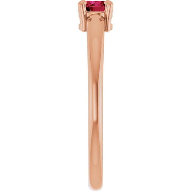 14K Gold Round Natural Ruby Solitaire Ring - Rose Gold - view 9