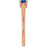 14K Gold Round Natural Blue Sapphire Solitaire Ring - Rose Gold - view 9