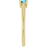 14K Gold Round Natural Aquamarine Solitaire Ring - Yellow Gold - view 9