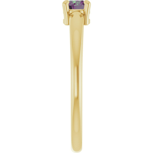 14K Gold Round Lab-Grown Alexandrite Solitaire Ring - Yellow Gold - view 9