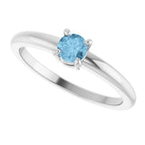 14K Gold Round Natural Sky Blue Topaz Solitaire Ring - White Gold - view 10