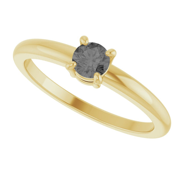 14K Gold Round Natural Gray Spinel Solitaire Ring - Yellow Gold - view 10