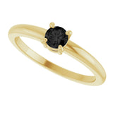 14K Gold Round Natural Black Onyx Solitaire Ring - Yellow Gold - view 10