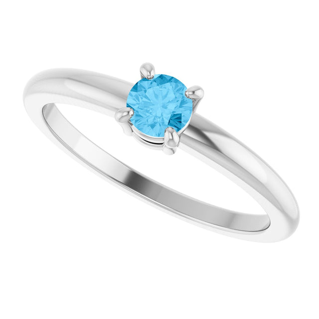 14K Gold Round Natural Swiss Blue Topaz Solitaire Ring - White Gold - view 10