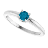 14K Gold Round Natural London Blue Topaz Solitaire Ring - White Gold - view 10