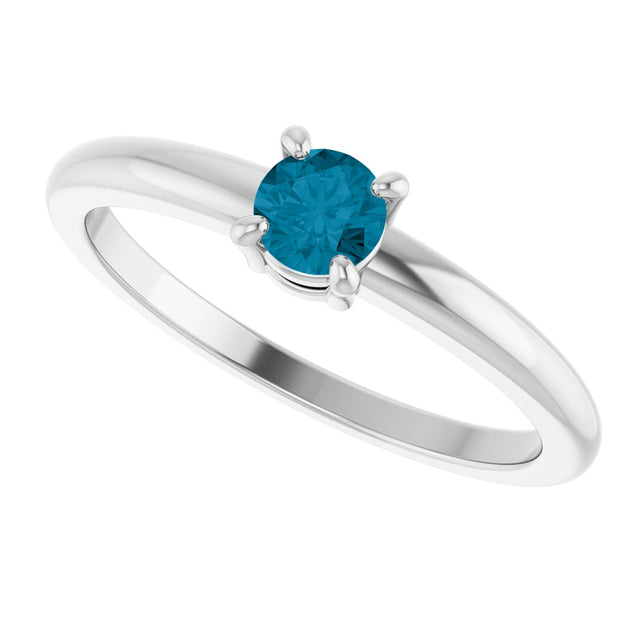 Platinum Round Natural London Blue Topaz Solitaire Ring - view 10