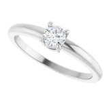 14K Gold Round Natural White Sapphire Solitaire Ring - White Gold - view 10