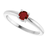 Platinum Round Natural Mozambique Garnet Solitaire Ring - view 10