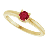 14K Gold Round Natural Ruby Solitaire Ring - Yellow Gold - view 10