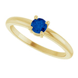 14K Gold Round Natural Blue Sapphire Solitaire Ring - Yellow Gold - view 10