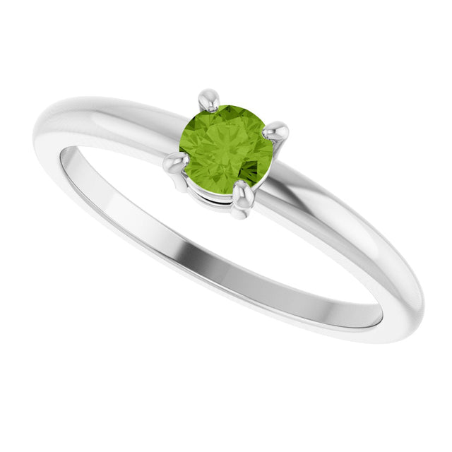 Platinum Round Natural Peridot Solitaire Ring - view 10