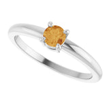 Platinum Round Natural Citrine Solitaire Ring - view 10