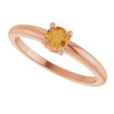 14K Gold Round Natural Citrine Solitaire Ring - Rose Gold - view 10