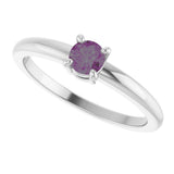14K Gold Round Lab-Grown Alexandrite Solitaire Ring - White Gold - view 10