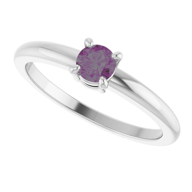 14K Gold Round Lab-Grown Alexandrite Solitaire Ring - White Gold - view 10