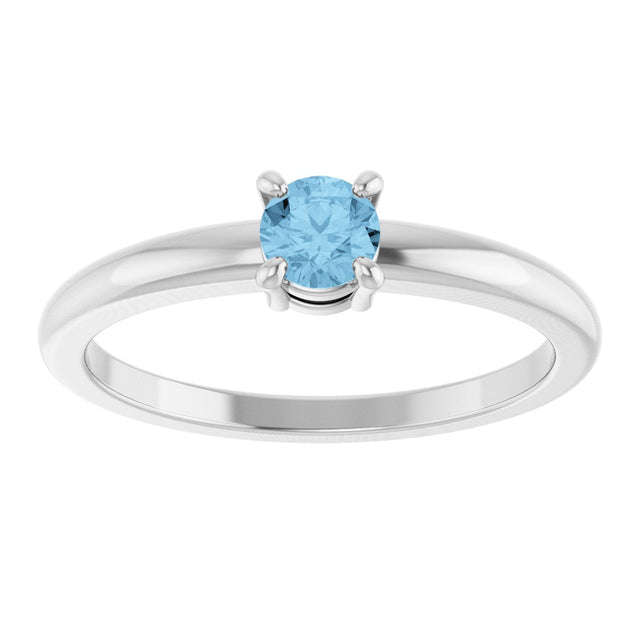 Platinum Round Natural Sky Blue Topaz Solitaire Ring - view 8