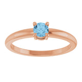14K Gold Round Natural Sky Blue Topaz Solitaire Ring - Rose Gold - view 8