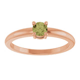 14K Gold Round Natural Green Sapphire Solitaire Ring - Rose Gold - view 8