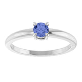 Platinum Round Natural Tanzanite Solitaire Ring - view 8
