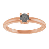 14K Gold Round Natural Gray Spinel Solitaire Ring - Rose Gold - view 8
