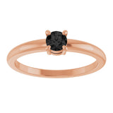 14K Gold Round Natural Black Onyx Solitaire Ring - Rose Gold - view 8