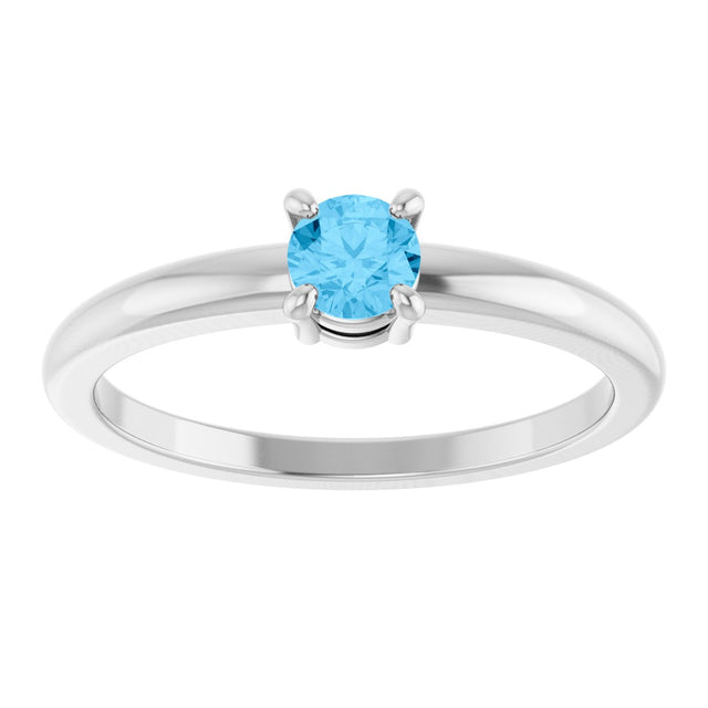 14K Gold Round Natural Swiss Blue Topaz Solitaire Ring - White Gold - view 8