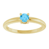 14K Gold Round Natural Swiss Blue Topaz Solitaire Ring - Yellow Gold - view 8