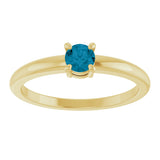 14K Gold Round Natural London Blue Topaz Solitaire Ring - Yellow Gold - view 8