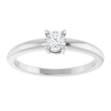 14K Gold Round Natural White Sapphire Solitaire Ring - White Gold - view 8