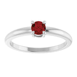 Platinum Round Natural Mozambique Garnet Solitaire Ring - view 8