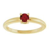14K Gold Round Natural Mozambique Garnet Solitaire Ring - Yellow Gold - view 8
