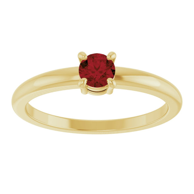14K Gold Round Natural Mozambique Garnet Solitaire Ring - Yellow Gold - view 8