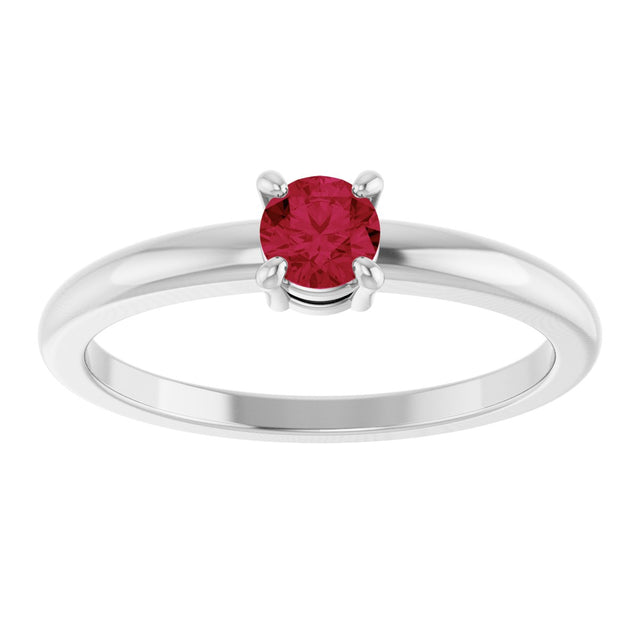 14K Gold Round Natural Ruby Solitaire Ring - White Gold - view 8