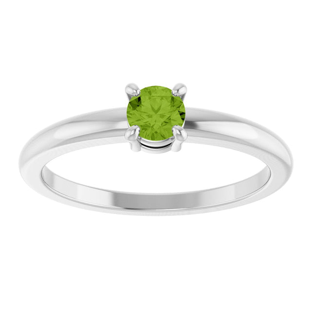 Platinum Round Natural Peridot Solitaire Ring - view 8