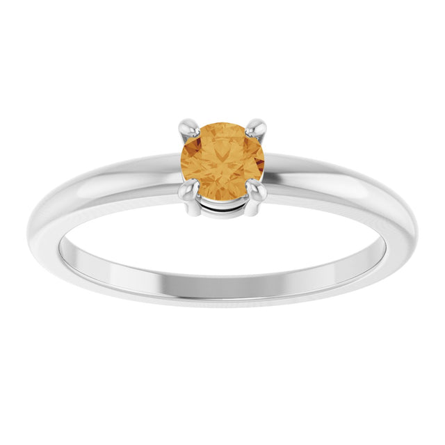 Platinum Round Natural Citrine Solitaire Ring - view 8