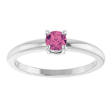 Platinum Round Natural Pink Tourmaline Solitaire Ring - view 8
