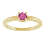 14K Gold Round Natural Pink Tourmaline Solitaire Ring - Yellow Gold - view 8