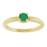 14K Gold Round Natural Emerald Solitaire Ring - Yellow Gold - view 8